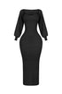 Heather Ribbed Knit Dress With Bolero SET